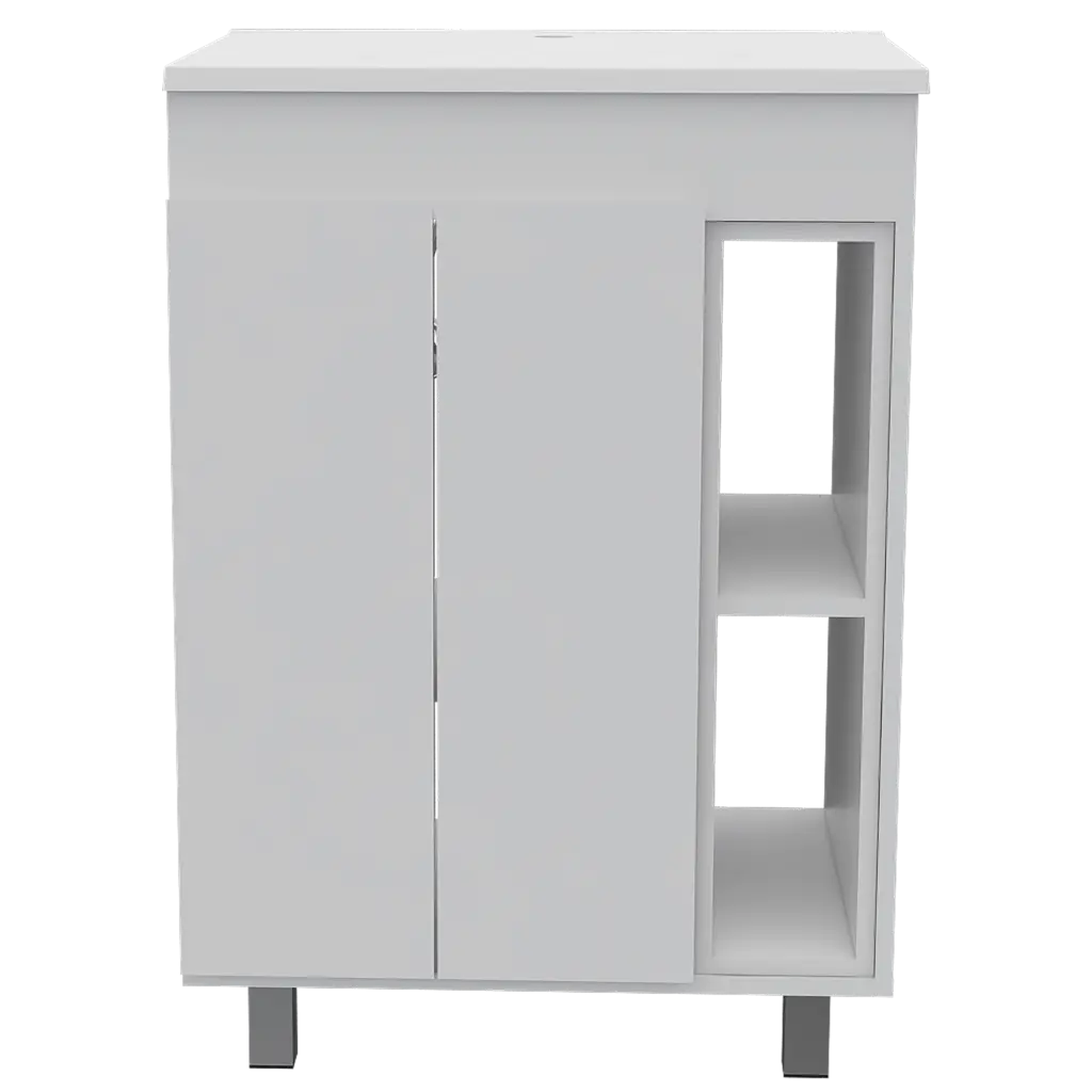 24 Inch Meka Vanity Two External Shelves and Double Door Cabinet White rta muebles colombia