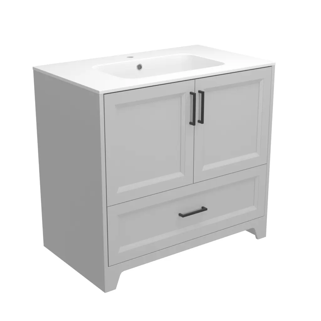Solid Wood 36 Inch Bathroom Vanity Single Sink Bundle Modern Vanity w995 bestgo