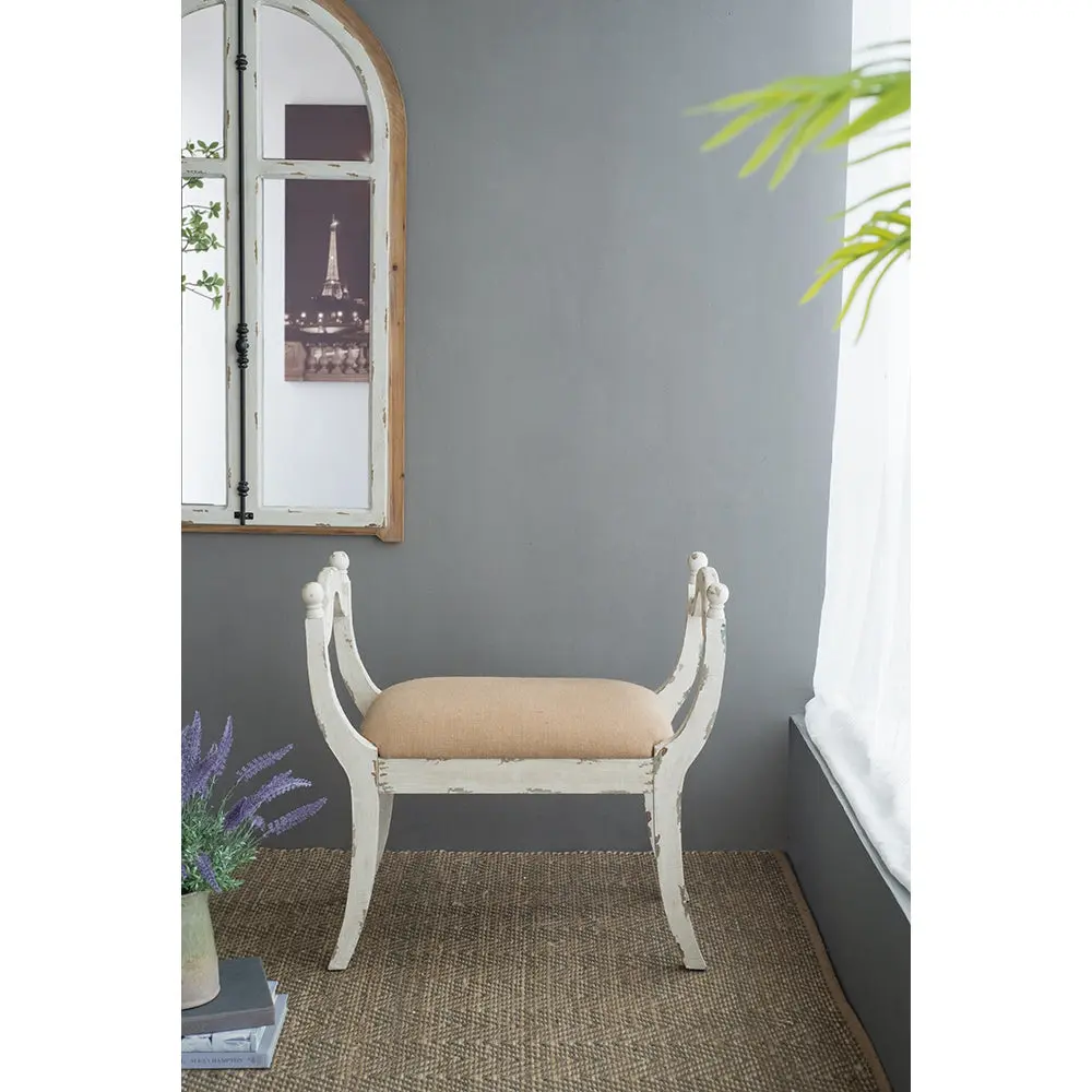 Harlow Bench 30.7x15.7x30.7 Inches Farmhouse French Country Style Vanity Chair w2078