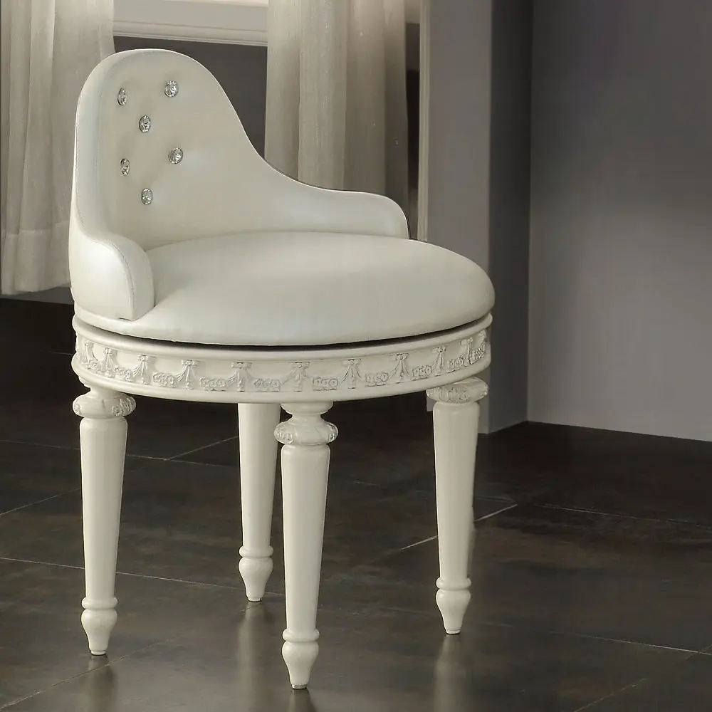 Ivory Swivel Vanity Chair Tufted Back Dressing Table furniture max
