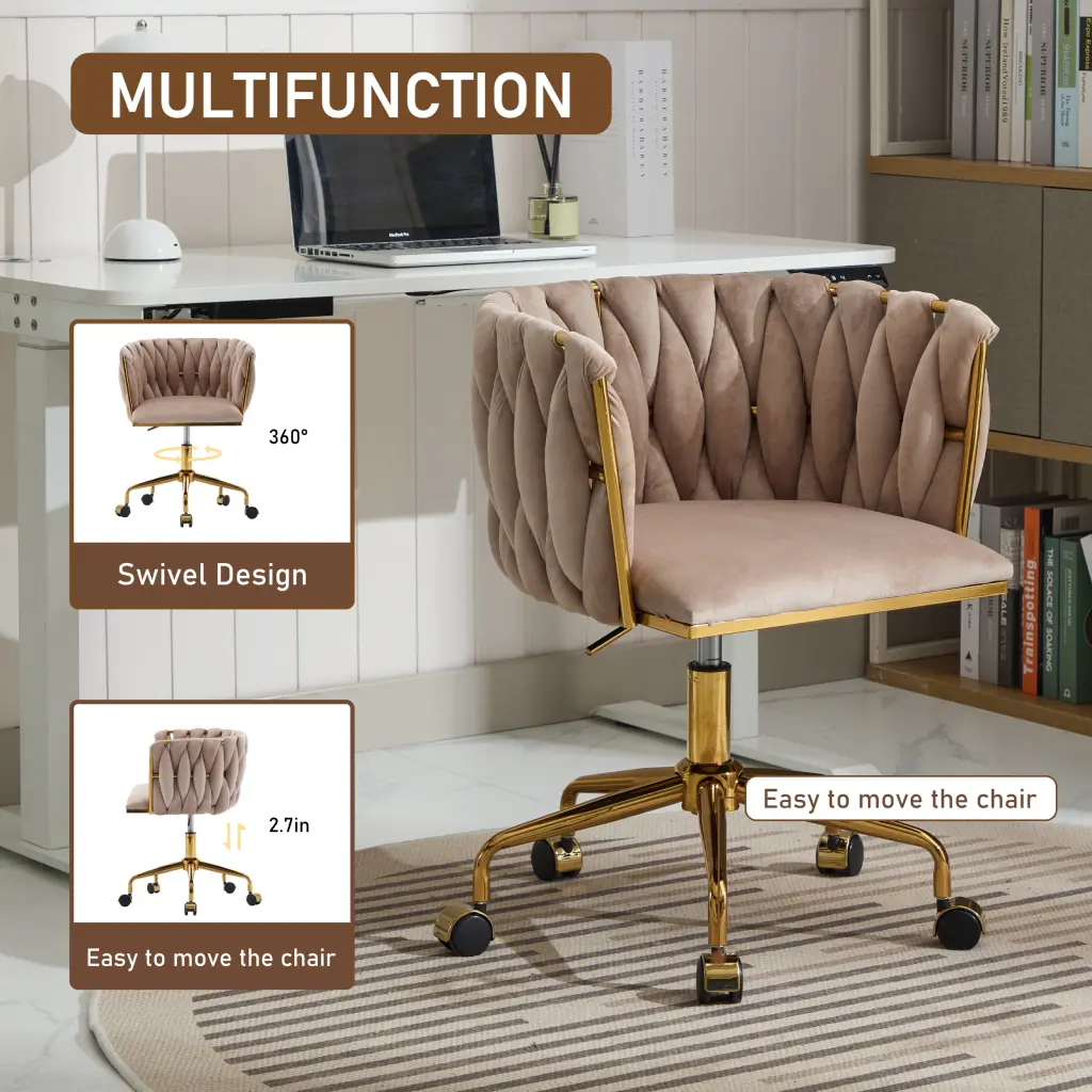 Velvet Vanity Chair Wheels Accent Chair Makeup Vanity Chair Backrest rnb