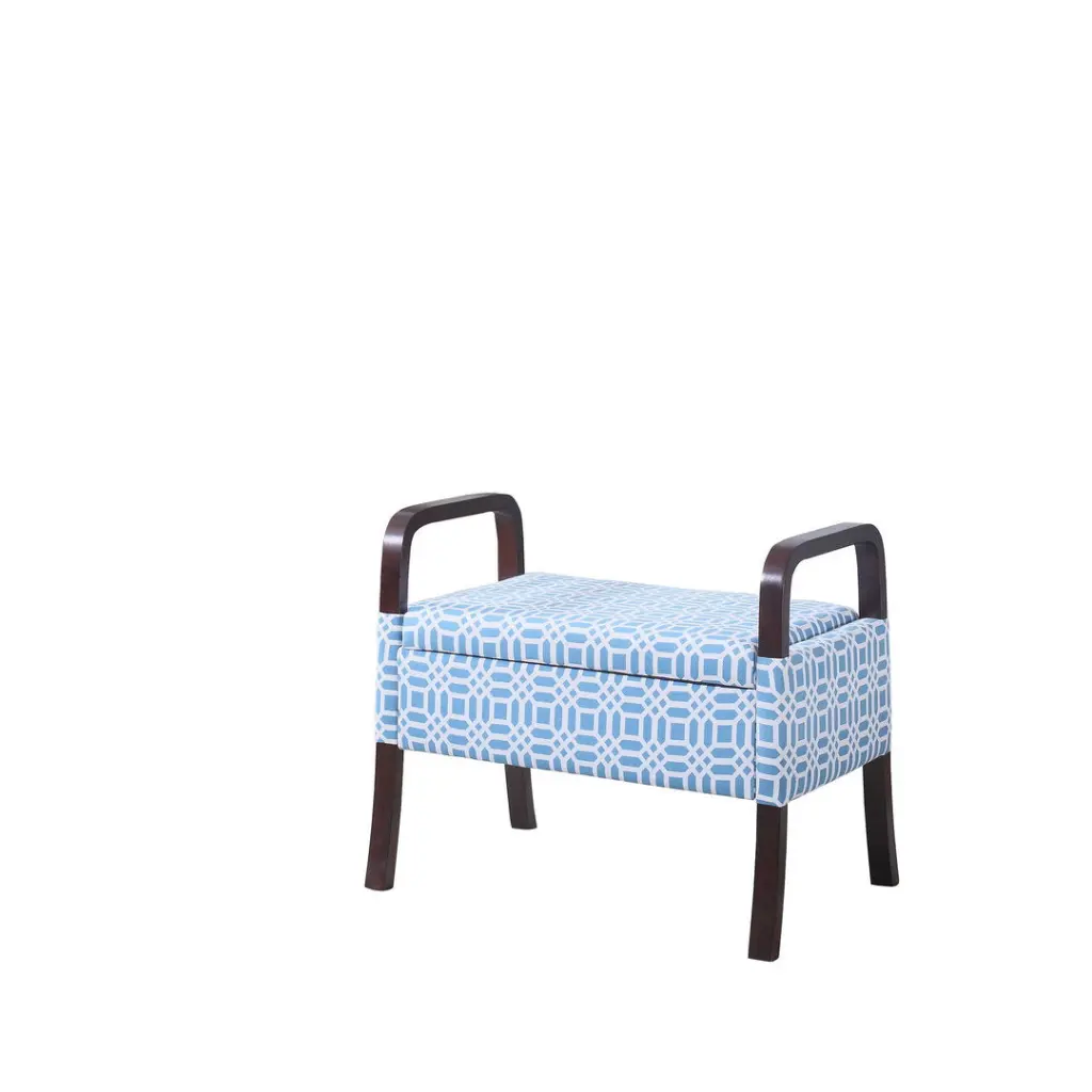 23 Inch Tall Wooden Vanity Storage Seat Monochrome Print california home