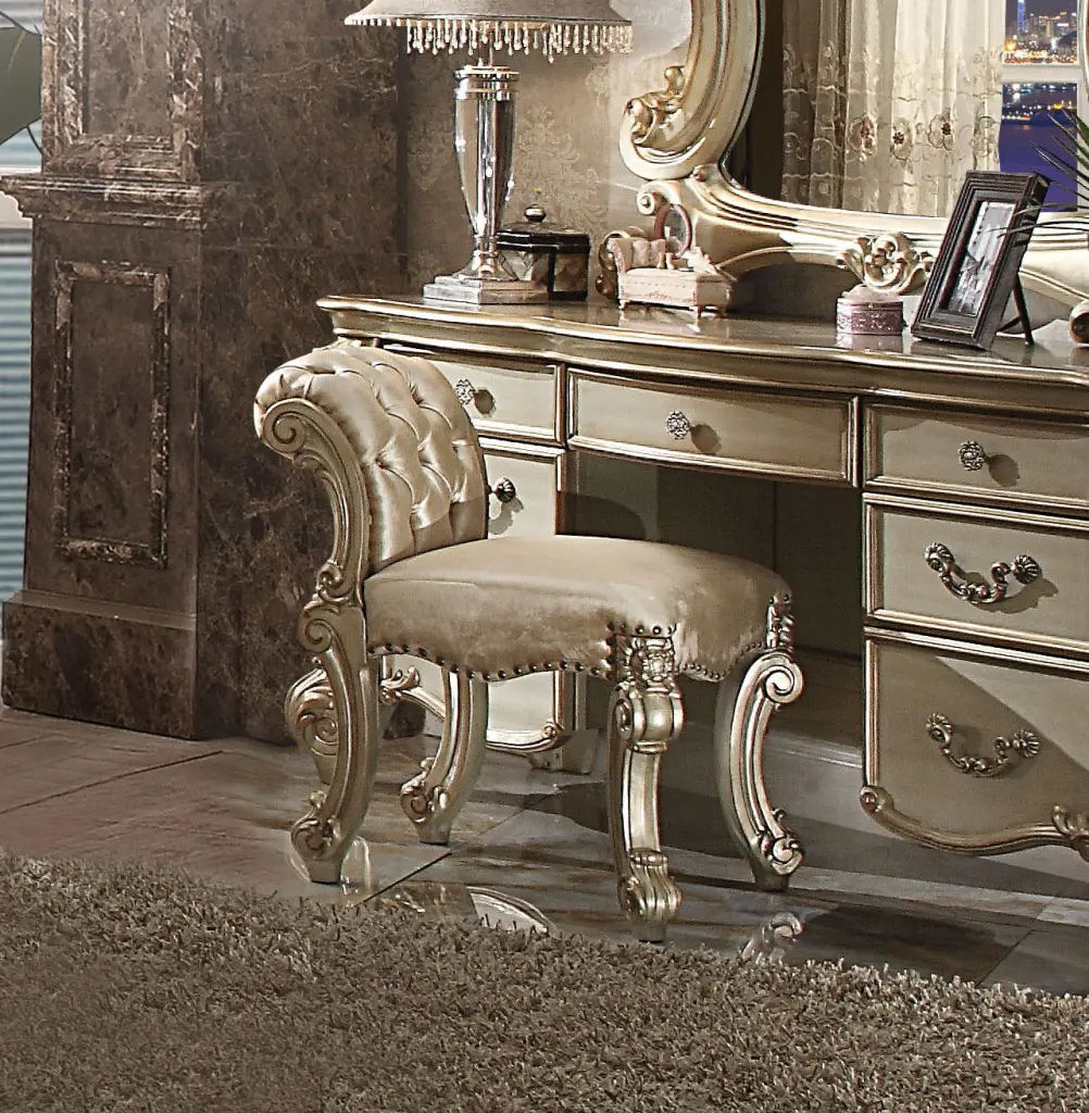 Gold Patina And Bone Vanity Stool Trim Taupe Gold Vanity Stools furniture max