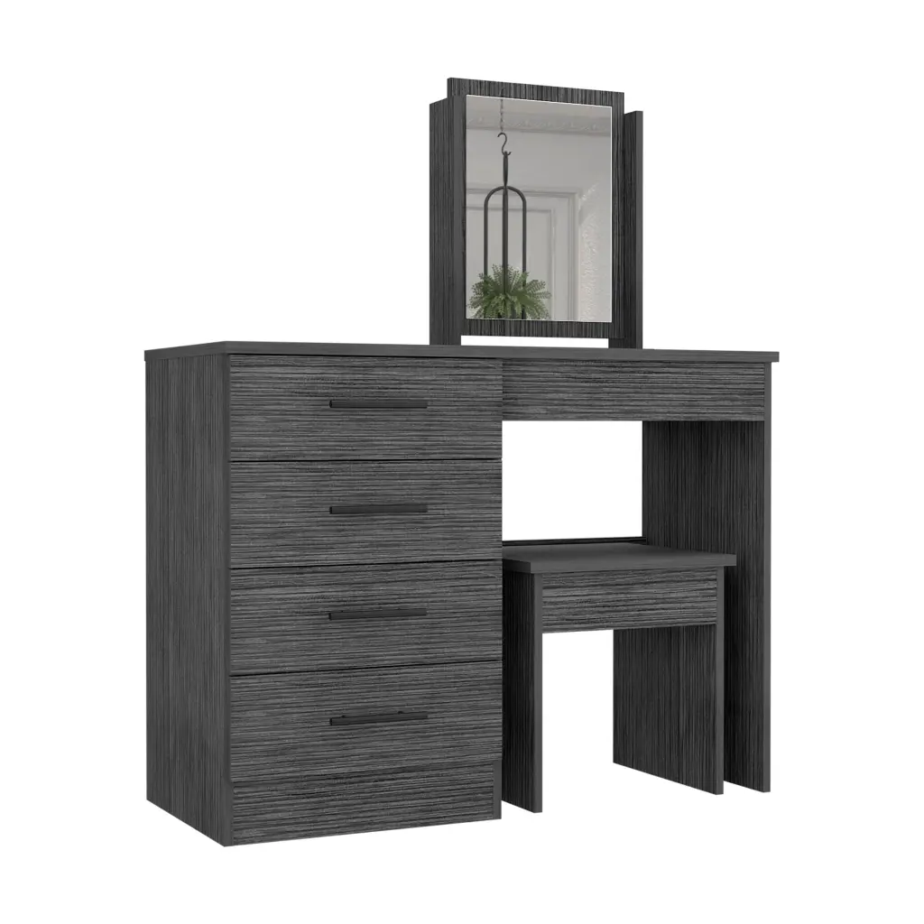 Makeup Dressing Table Mirror Four Drawers And Stool Smokey Oak Finish depot e-shop