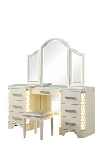 Vanity Set Side LED Lighting Made Timber Beige Drawers galaxy home furnishings