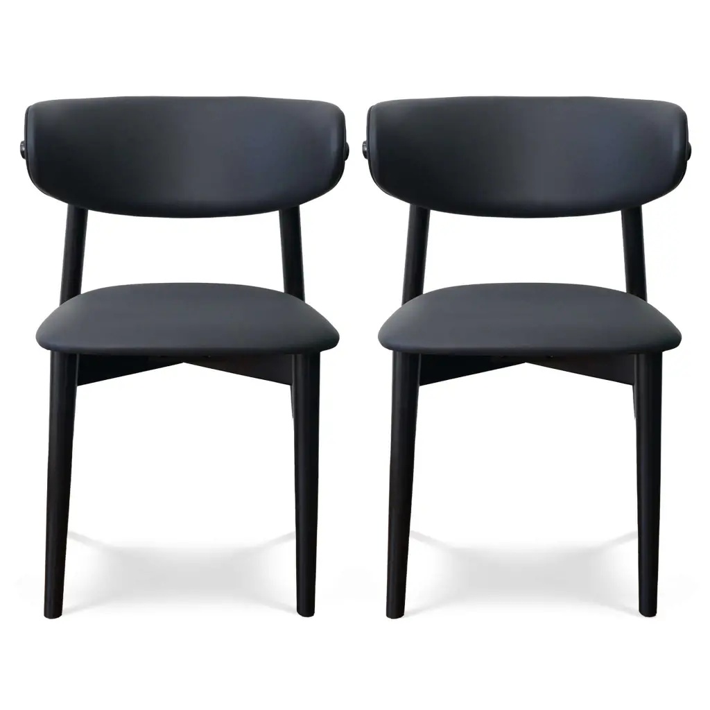 Korbin Black Vegan Hide Dining Chair Set 2 Solid Black Espresso ashcroft furniture