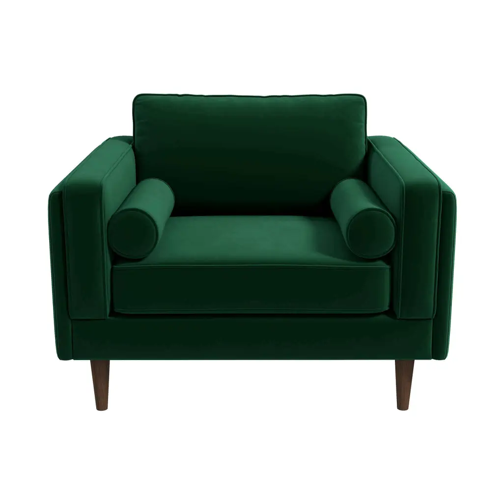 Amber Dark Green Velvet Lounge Chair Brown Dark Green Mid Century Chair ashcroft furniture