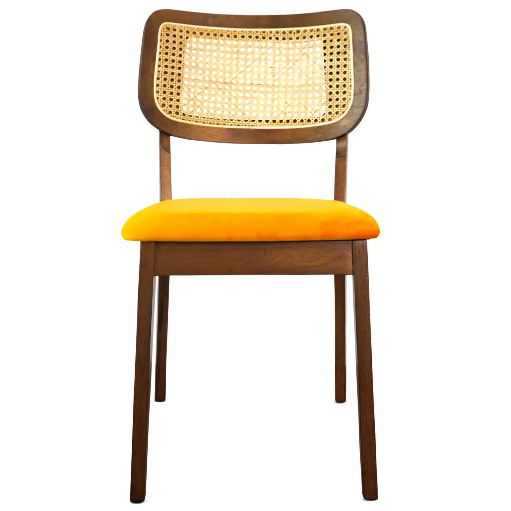 Kaden Orange Velvet Dining Chair Set 2 - Solid Brown Frame ashcroft furniture