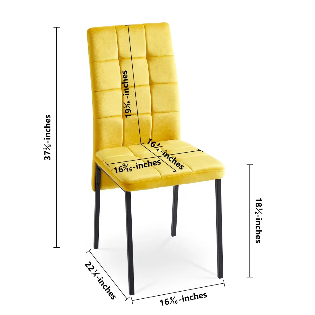 Yellow Velvet High Back Nordic Dining Chair Modern Fabric Chair Button Tufting bn smart home w1164