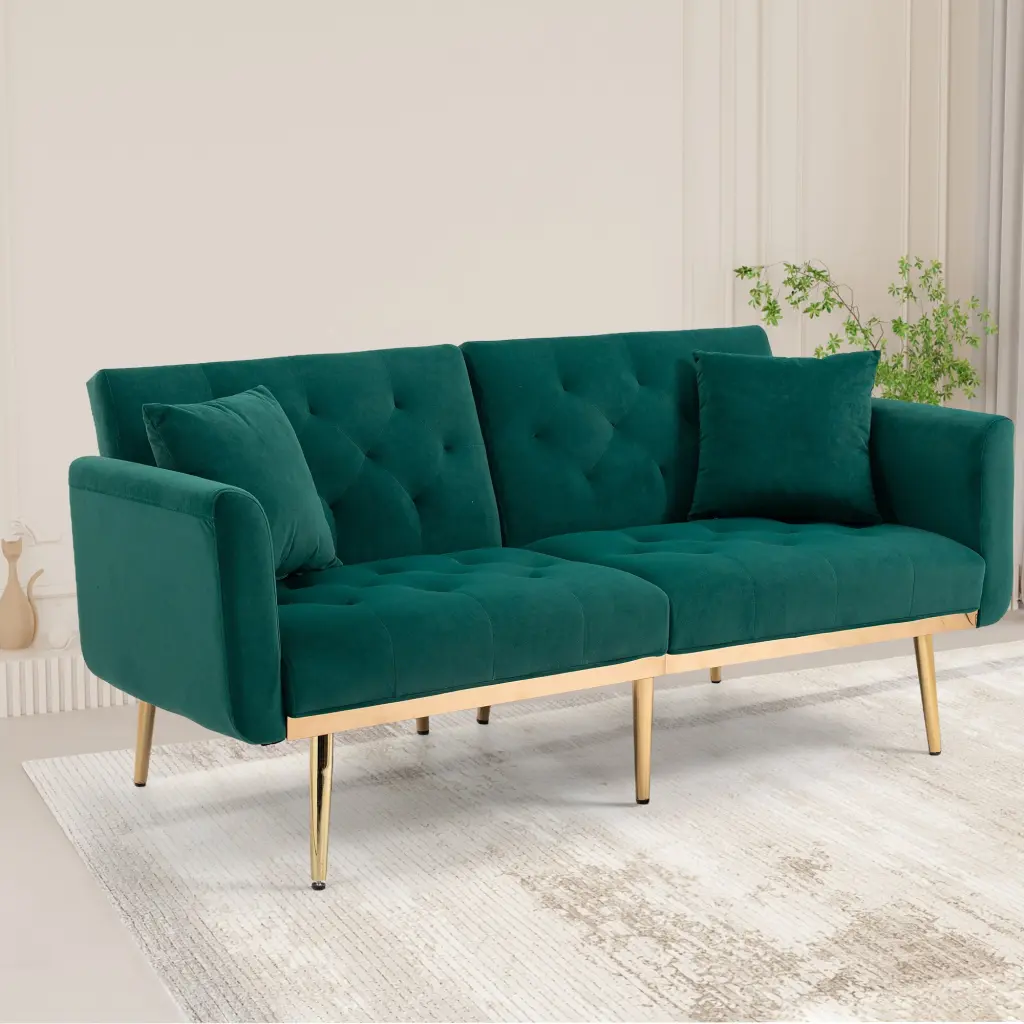 Coolmore Velvet Sofa Accent Sofa, Seat Sofa Metallic Feet Green Polyester - Luxurious Living Room Addition w1539 coolmore