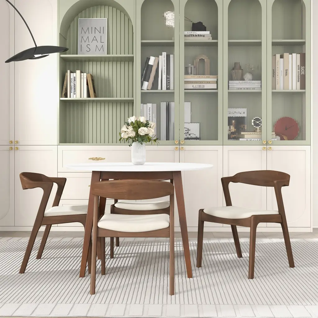 Dakota Solid Wood Cream Velvet Dining Chair Set 2 Cream White Dark Modern ashcroft furniture
