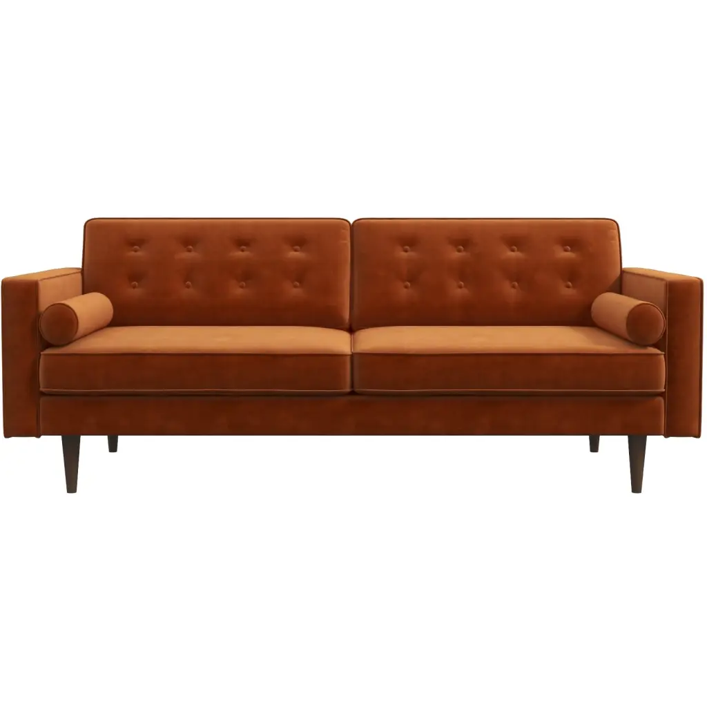 Casey Velvet Loveseat Orange Velvet Small Sofa Living Room ashcroft furniture