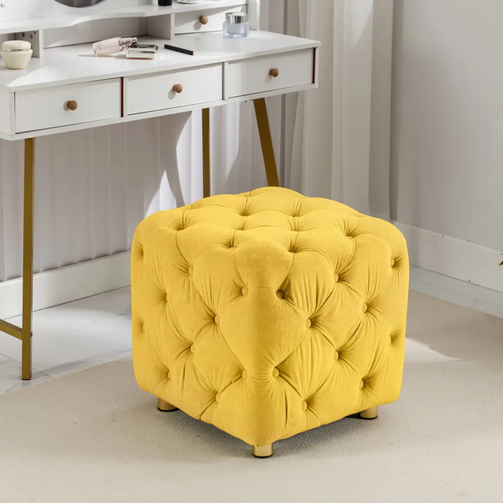 Yellow Modern Velvet Ottoman Exquisite Small End Table zen zone