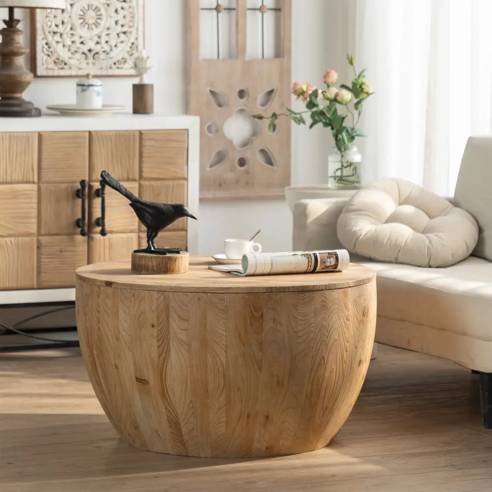 DeeHome 31.50 Vintage Style Bucket Shaped Coffee Table Office Dining Room and Living Room