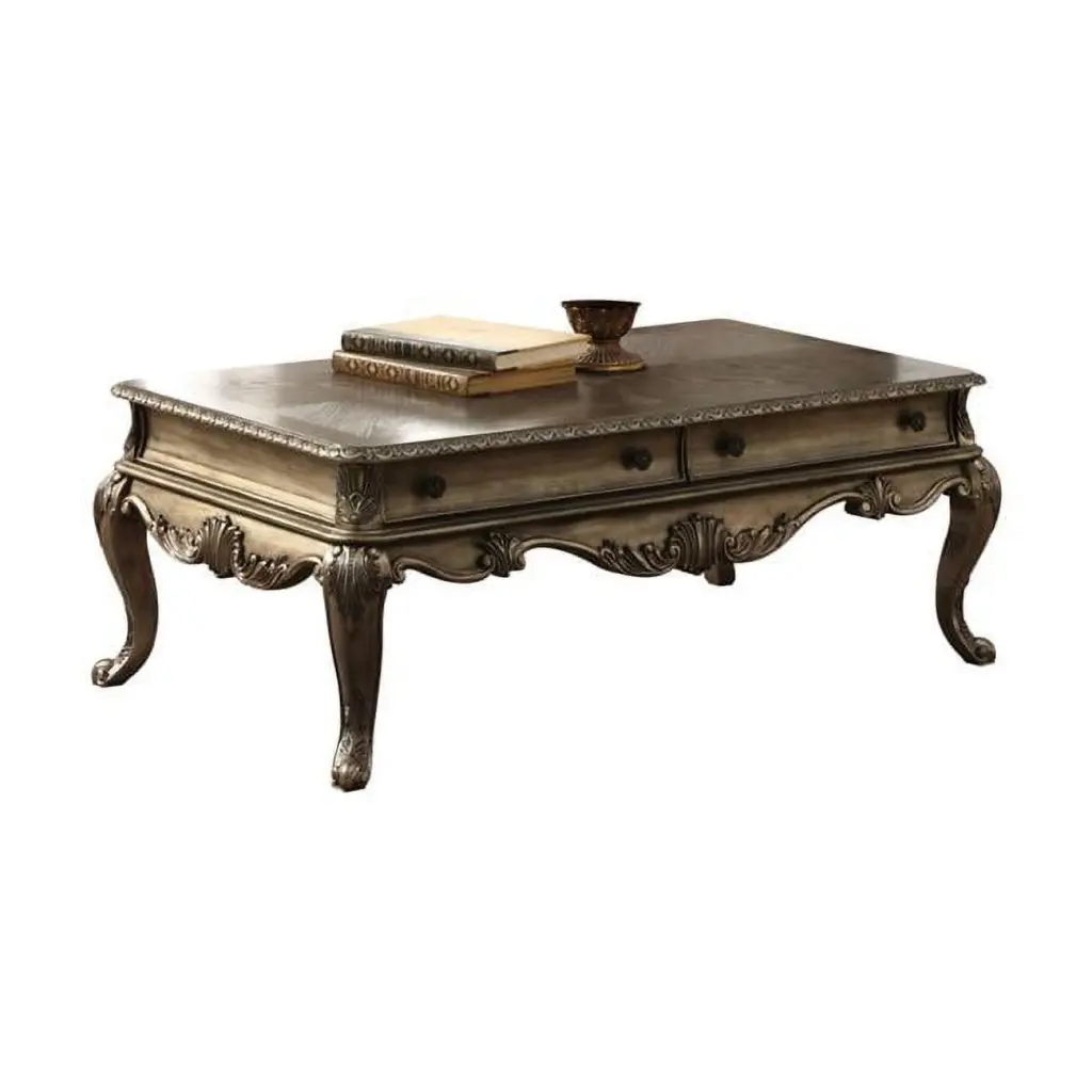 19 x 52 Inch Vintage Oak Manufactured Wood Rectangular Coffee Table Drawers Fancy Fixtures