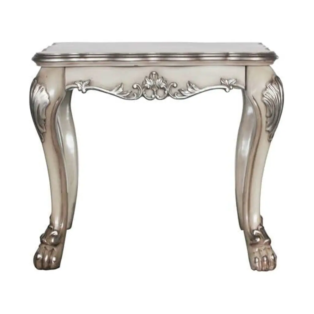 Acme Dresden End Table Vintage Bone White Side Table Shelf