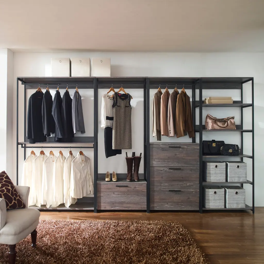 Monica Timber Walk Closet System Rustic MDF Melamine Storage klair living
