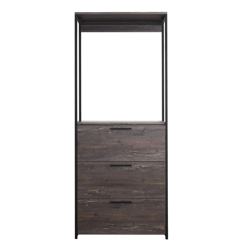 Monica Timber Walk Closet Three Drawers and One Shelf Rustic Design klair living
