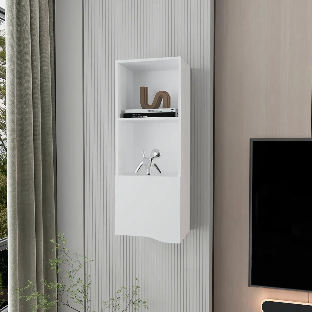 Pima Wall Cabinet Melamine One Door White Wall Mounted Storage fm furniture