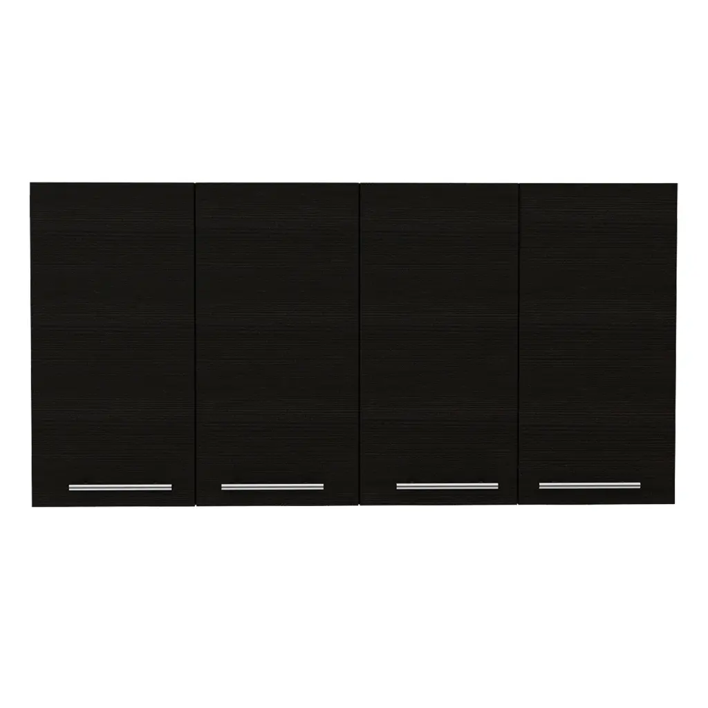 Inventoryton Rectangle Four Swing Doors Wall Cabinet Black Wengue Particle Board furniture max