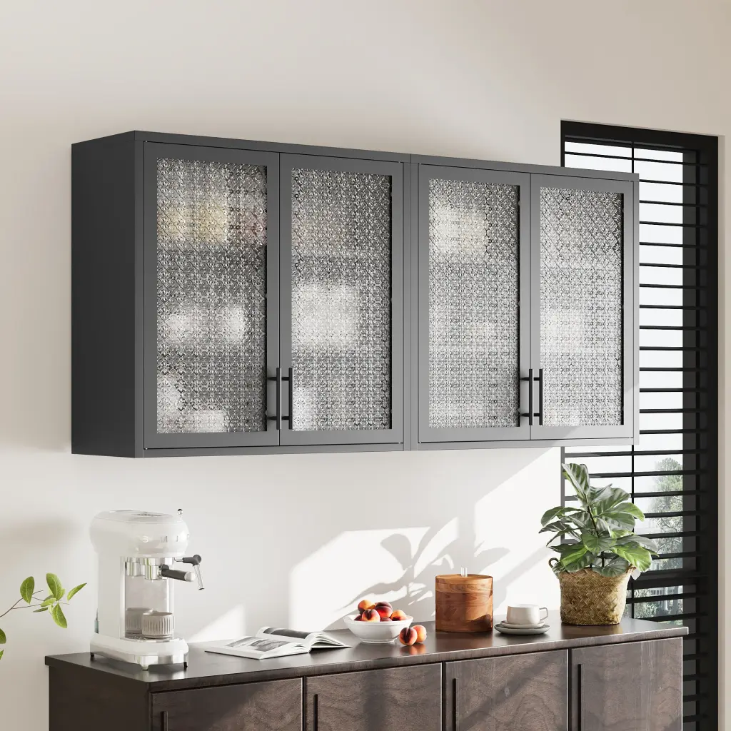 Retro Style Wall Mounted Cabinet Table Top Storage Cabinet Hazy Glass rnb