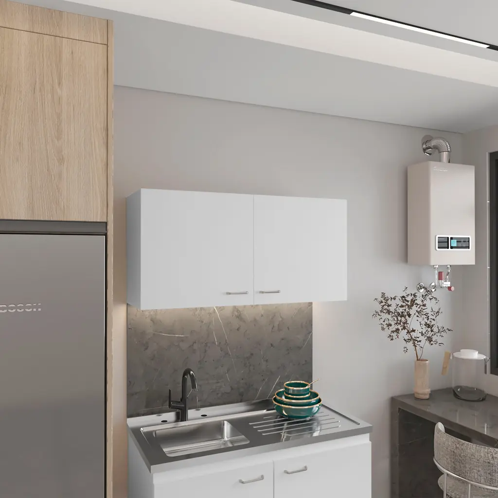 Napoles 39 Inch W Double Door Wall Cabinet White Primary Living Space rta muebles colombia