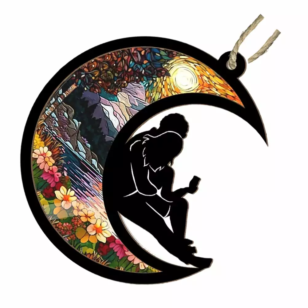 Couple Catcher Jewelry Wall Hanging Moon Suncatcher Acrylic Window Decor Lovers