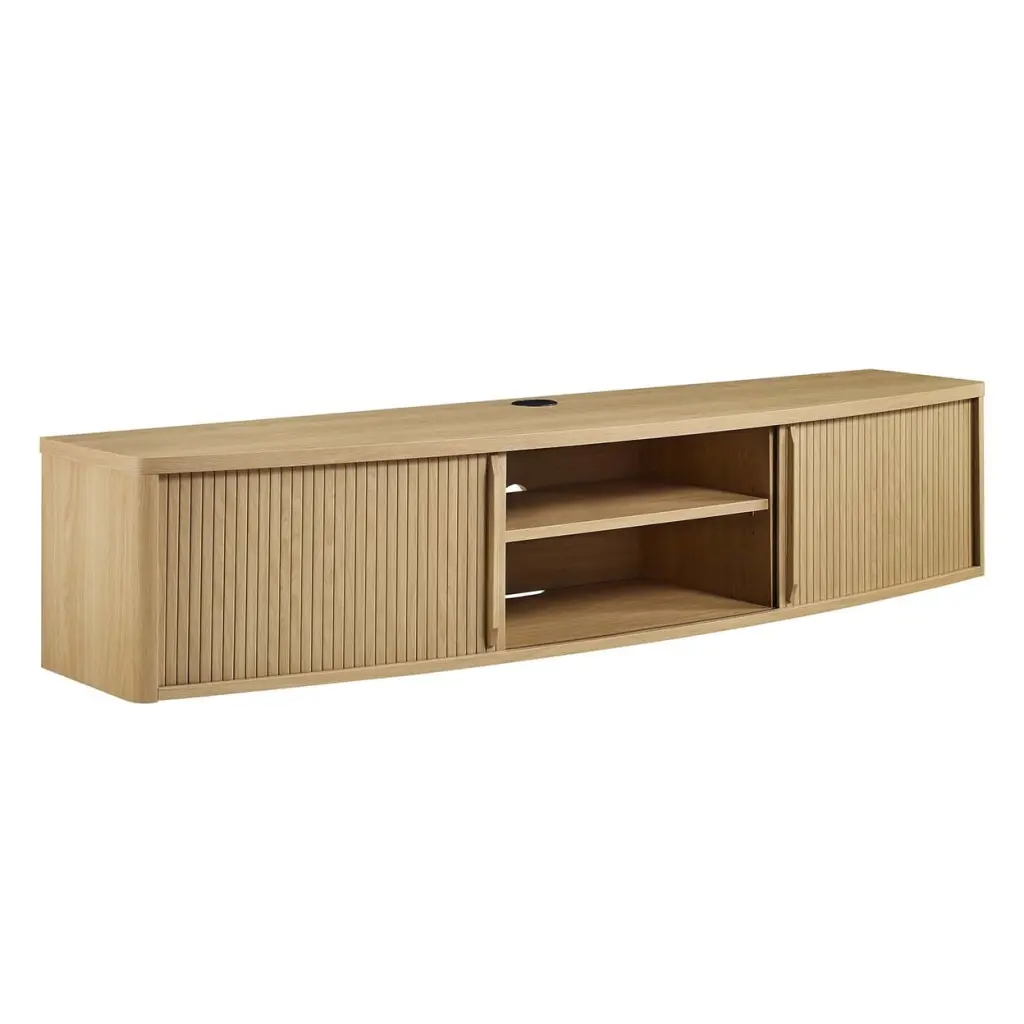 Resonance 60 Inch Wall-Mount TV Stand Oak Finish Flat Screen TVs Modway Furniture