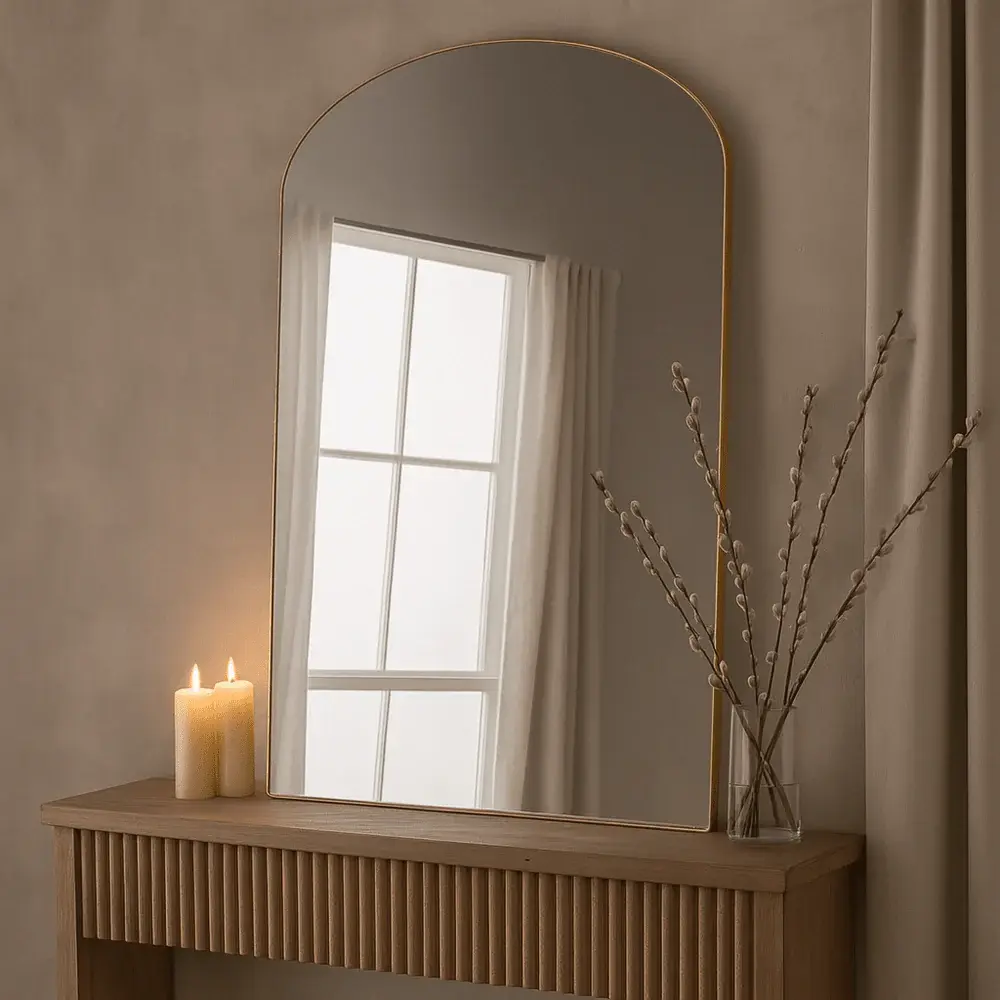 Freya Large Mantle Mirror 92x121cm - Golden