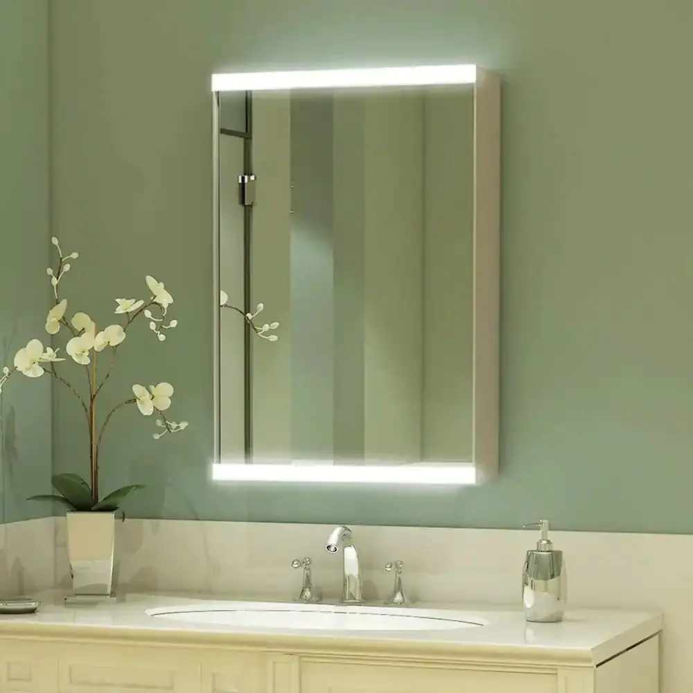 15 . W x 26 . H Left Open Quicksilver Surface Mount Medicine Cabinet Mirror and Lighted Motion Sensor
