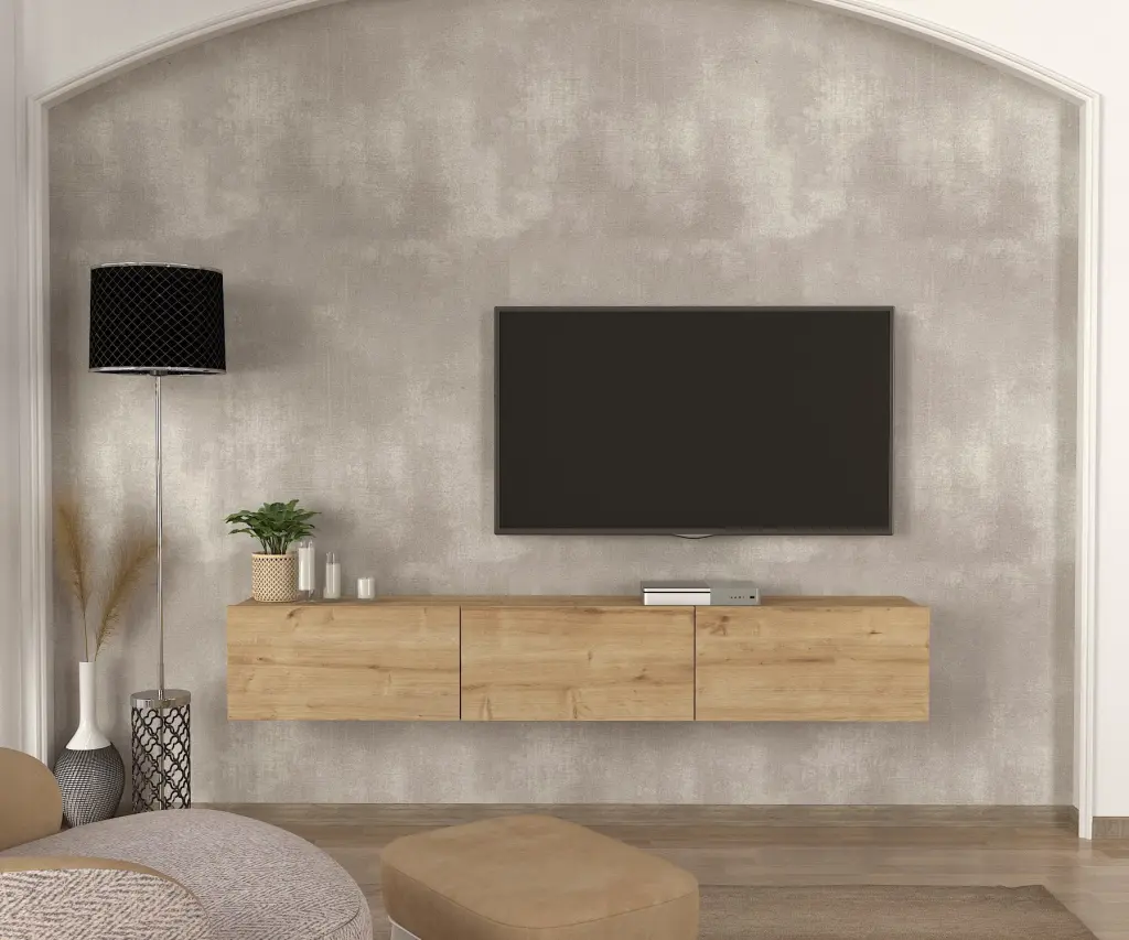 DORPEK Floating Tv Stand TVs up to 78 Entertainment Center 3 Storage Cabinets