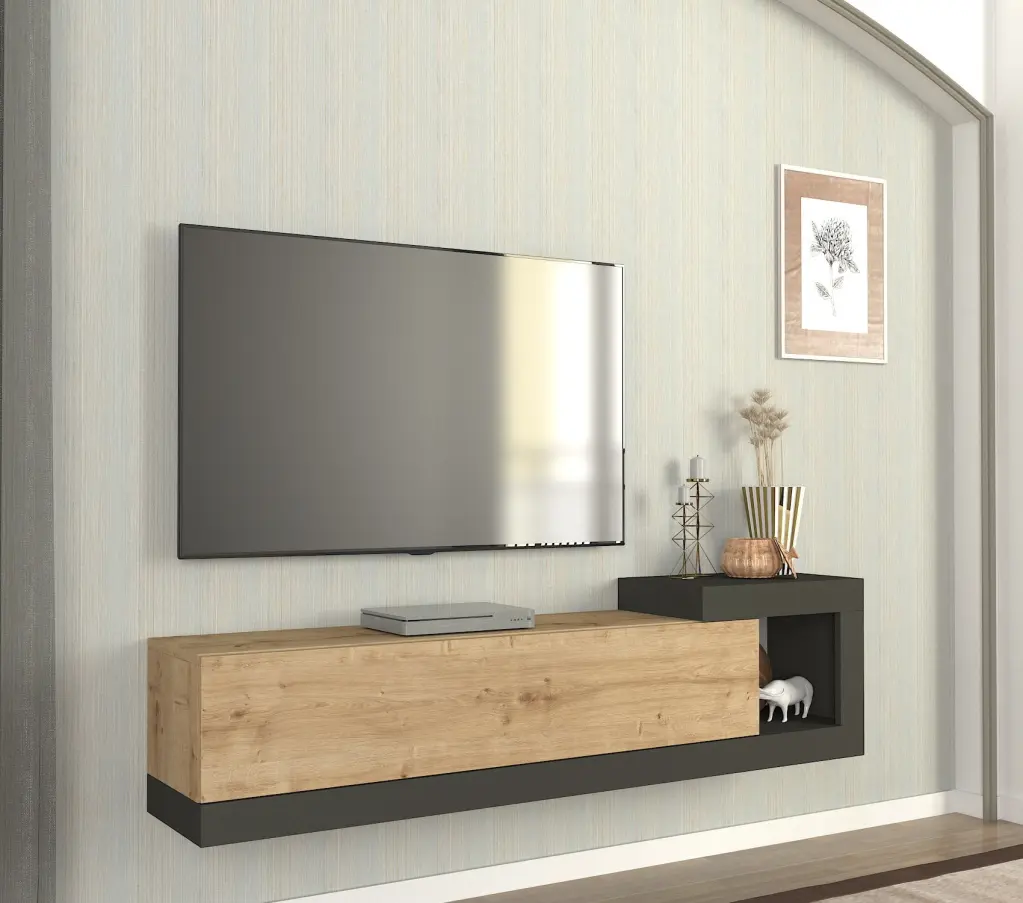 DORPEK Floating TV Stand TVs up to 65 Inches Modern Wall Mounted Entertainment Center Storage Cabinet Anthracite