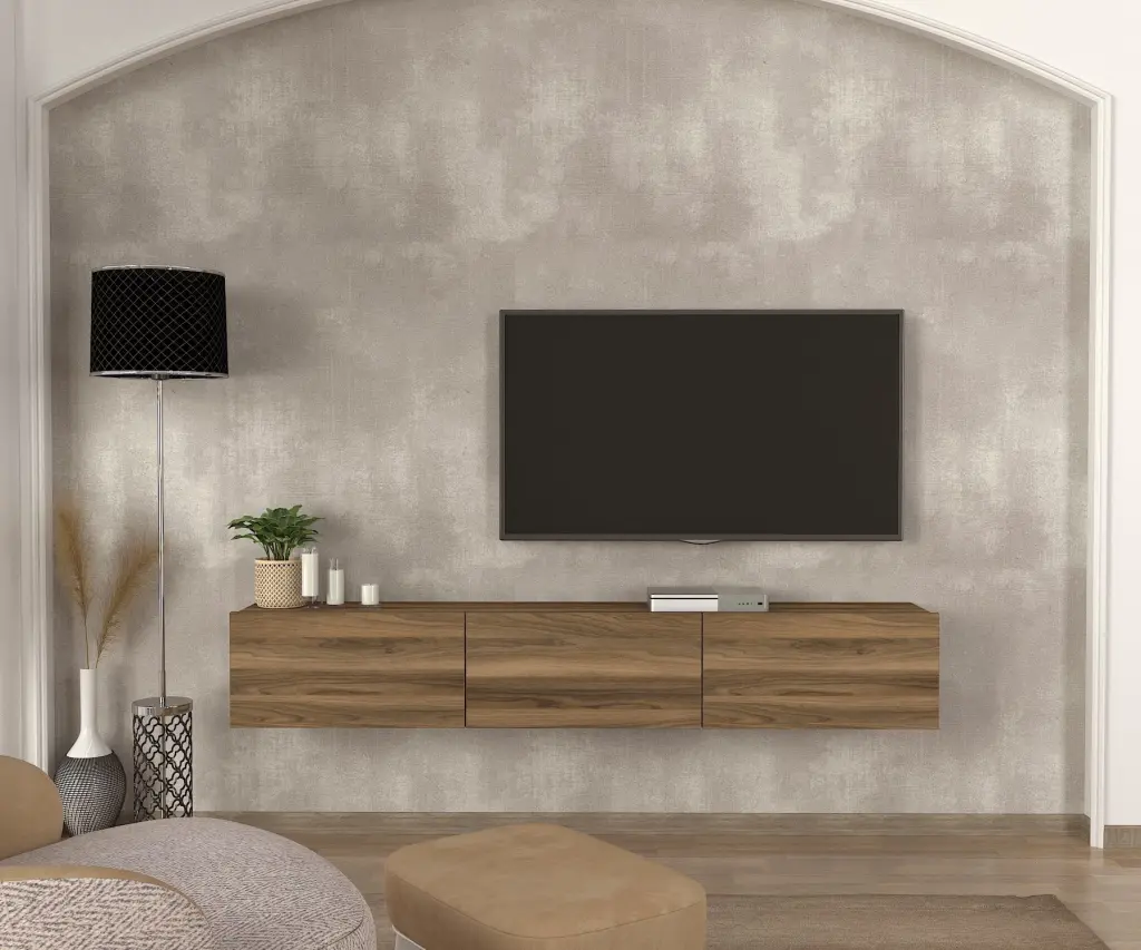 DORPEK Floating TV Stand TVs up to 78 Picasso Walnut Modern Wall Mounted Entertainment Center