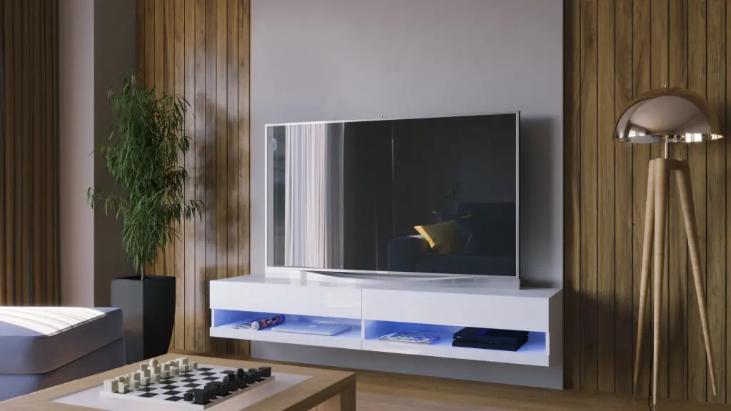 VIGO Floating TV Stand White LED 80 Inch TVs Modern Wall Mounted Media Console Maxima House