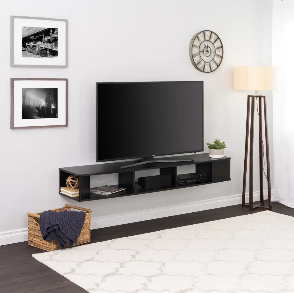 Prepac 70 Inch Wall Mounted TV Stand Black PREPAC RTA STORAGE & FURNITURE