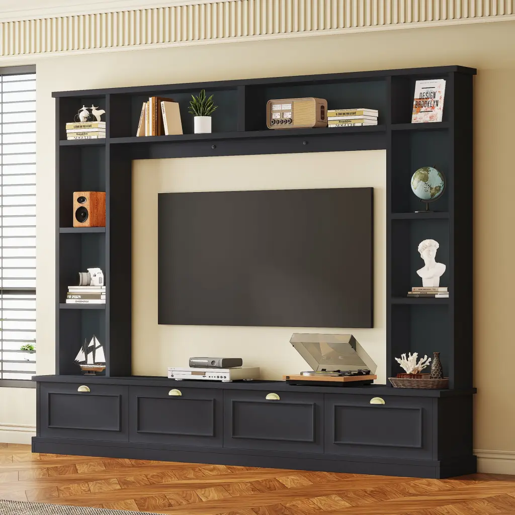 Large Wall Unit Entertainment Center Bookshelves TVs Up To 78 Inches on-trend