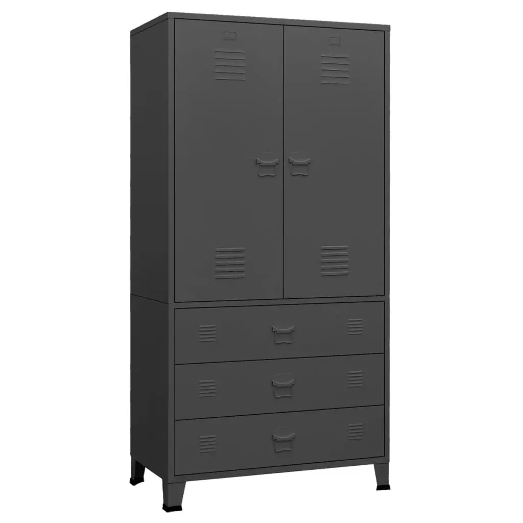 Anthracite Metal Industrial Wardrobe 35.4x19.7x70.9 Inches Vintage