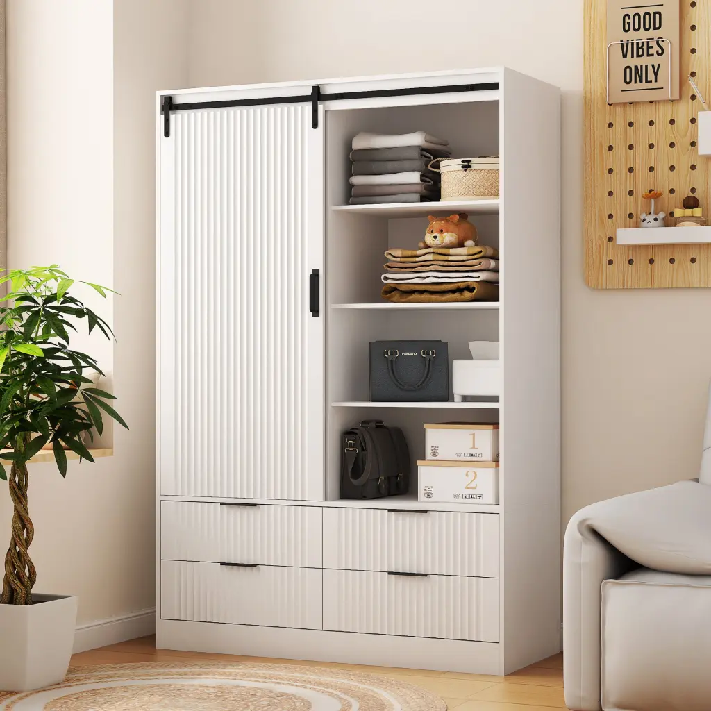 Tall Bedroom Armoire Wardrobe Closet Apparel Storage Cabinet Hanging Rod dasenwood