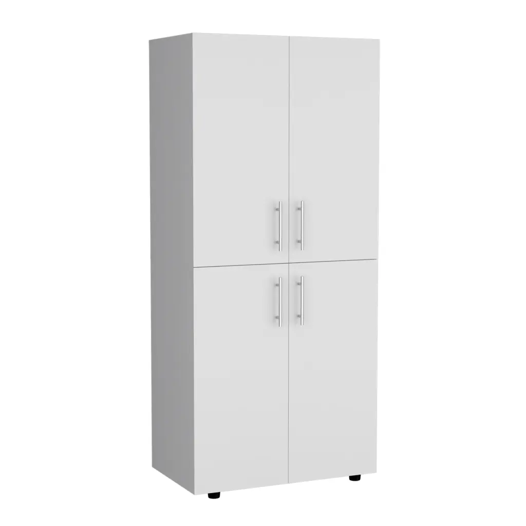 Armoire Wardrobe 70 Inches Tall Double Doors 6 Shelves and 2 Hanging Rods White depot e-shop