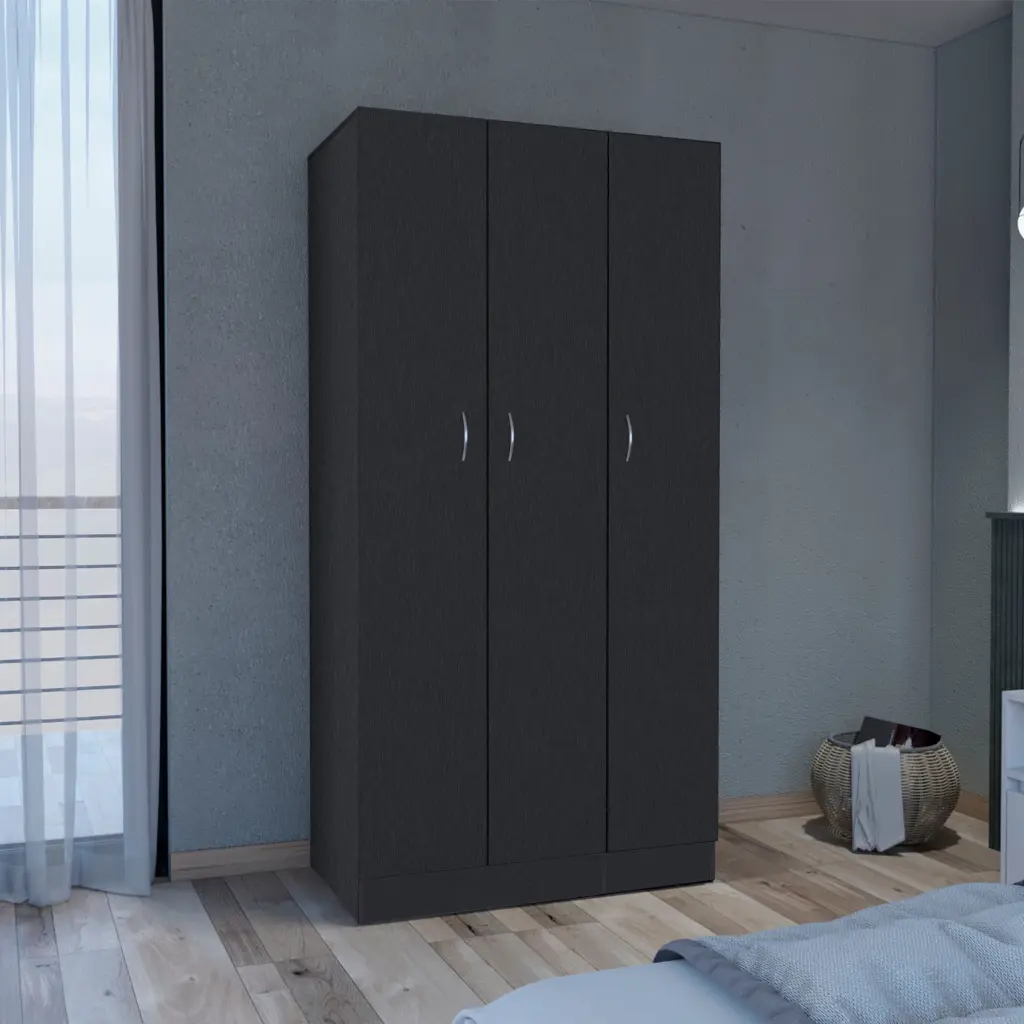 71 Inch Black Wardrobe Armoire 3 Doors And 2 Inner Drawers rta muebles colombia