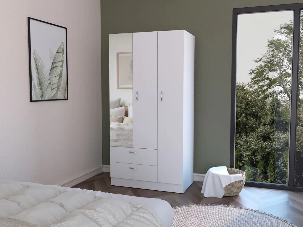 Haddam Armoire White Particle Board Bedroom treevol furniture