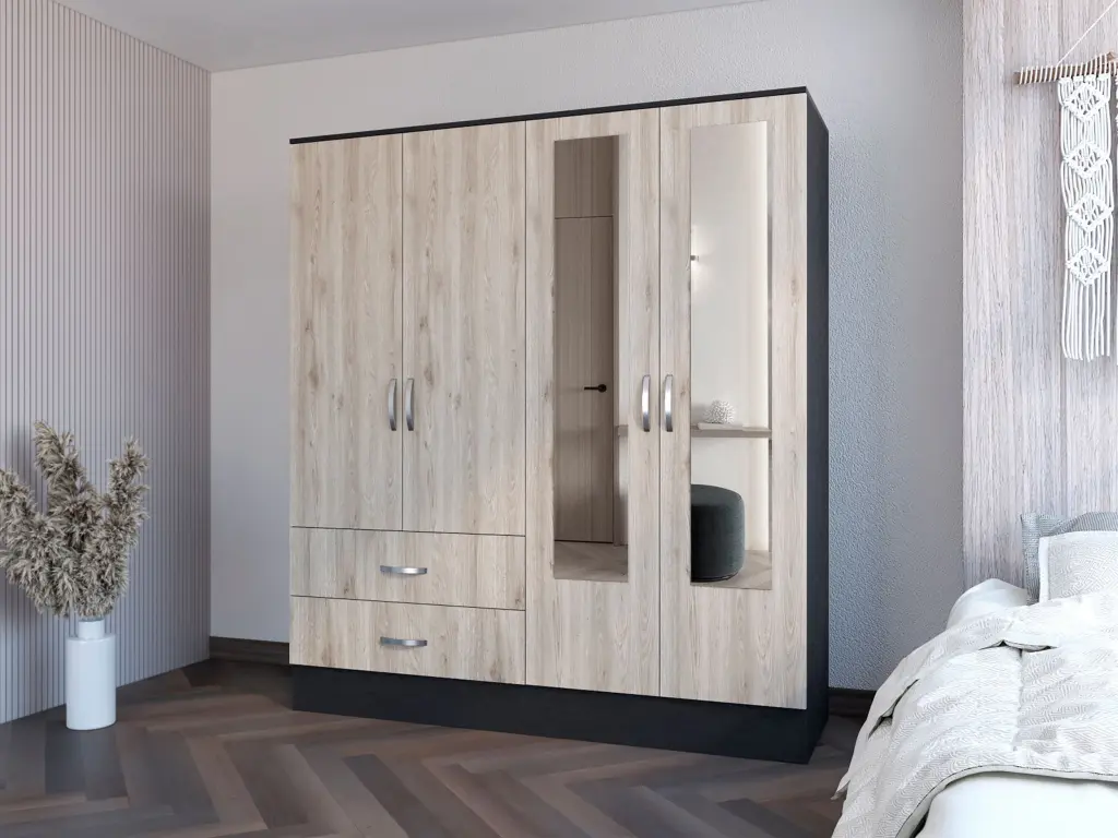 Armoire Ron Bedroom Black Light Gray Particle Board Engineered treevol furniture
