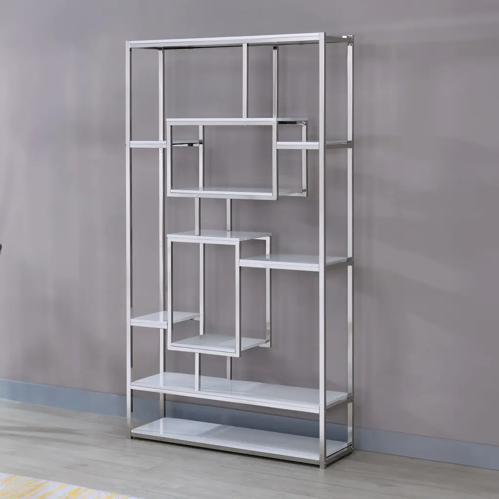Alize Bookcase White Ferrous Metal Modern Home Office Storage steve silver furniture
