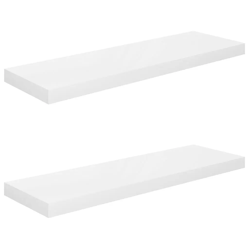 2 Piece High Gloss White Floating Wall Shelves 31.5x9.3 Inch MDF