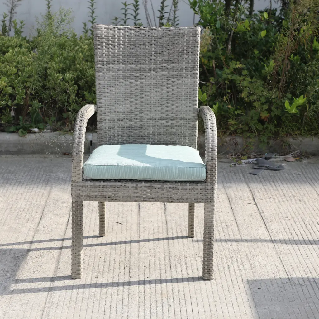 Balcones Outdoor Wicker Dining Chairs Cushions Set 8 Gray Aqua gathercraft