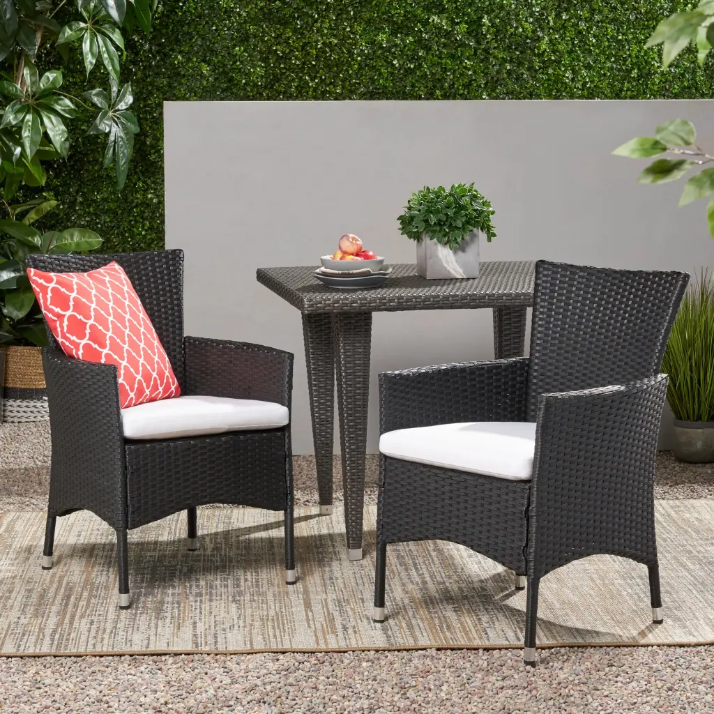 Malta Dining Chair Set 2 Black Wicker nh-ihave