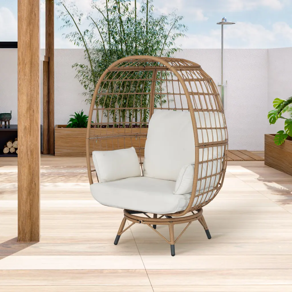 Outdoor Wicker Chair 440 Lbs Capacity Patio Chairs 4 Thick Cushions w2071