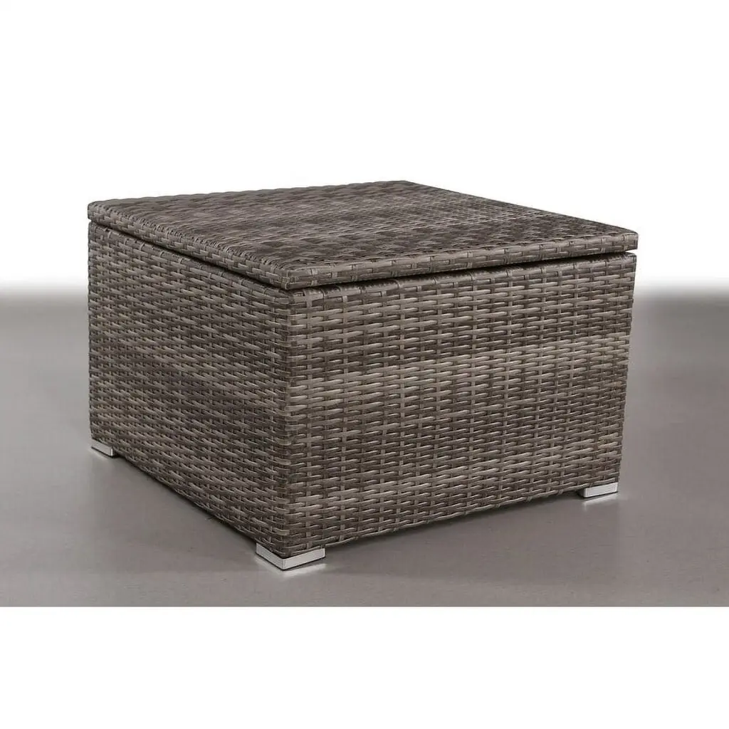 Living Source International 33W Wicker Rattan Outdoor Coffee Table Gray