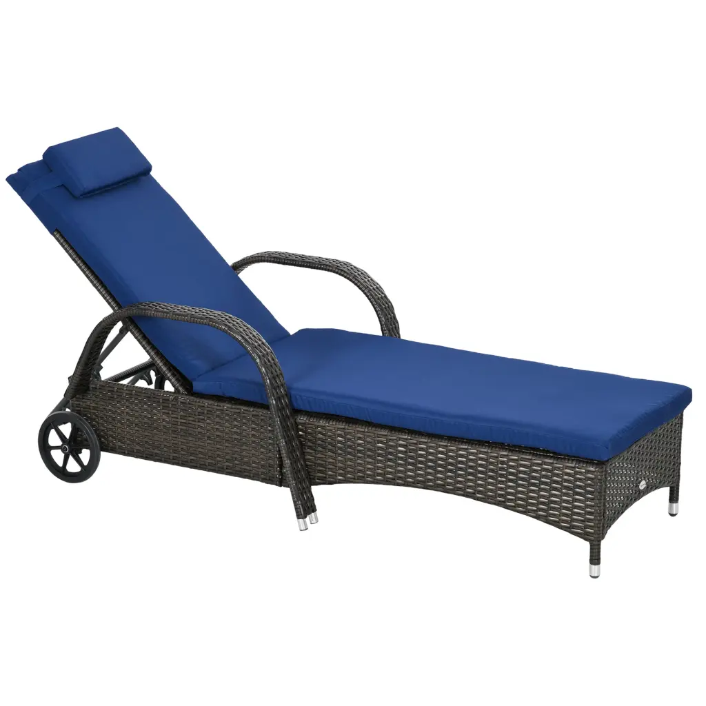 Outsunny Wicker Outdoor Chaise Lounge 5 Level Customizable Backrest aosom business