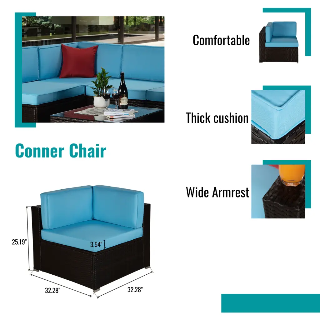Wicker Sofa Set WS707.1 Complete Patio Set Brown Mildew Resistant Outdoor Furniture w685beefurni